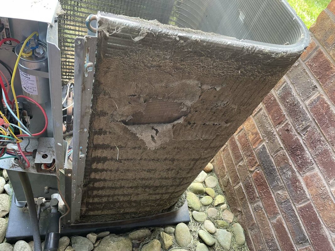 Before - Service Call for No Cooling. Cleaned Outdoor Coil.